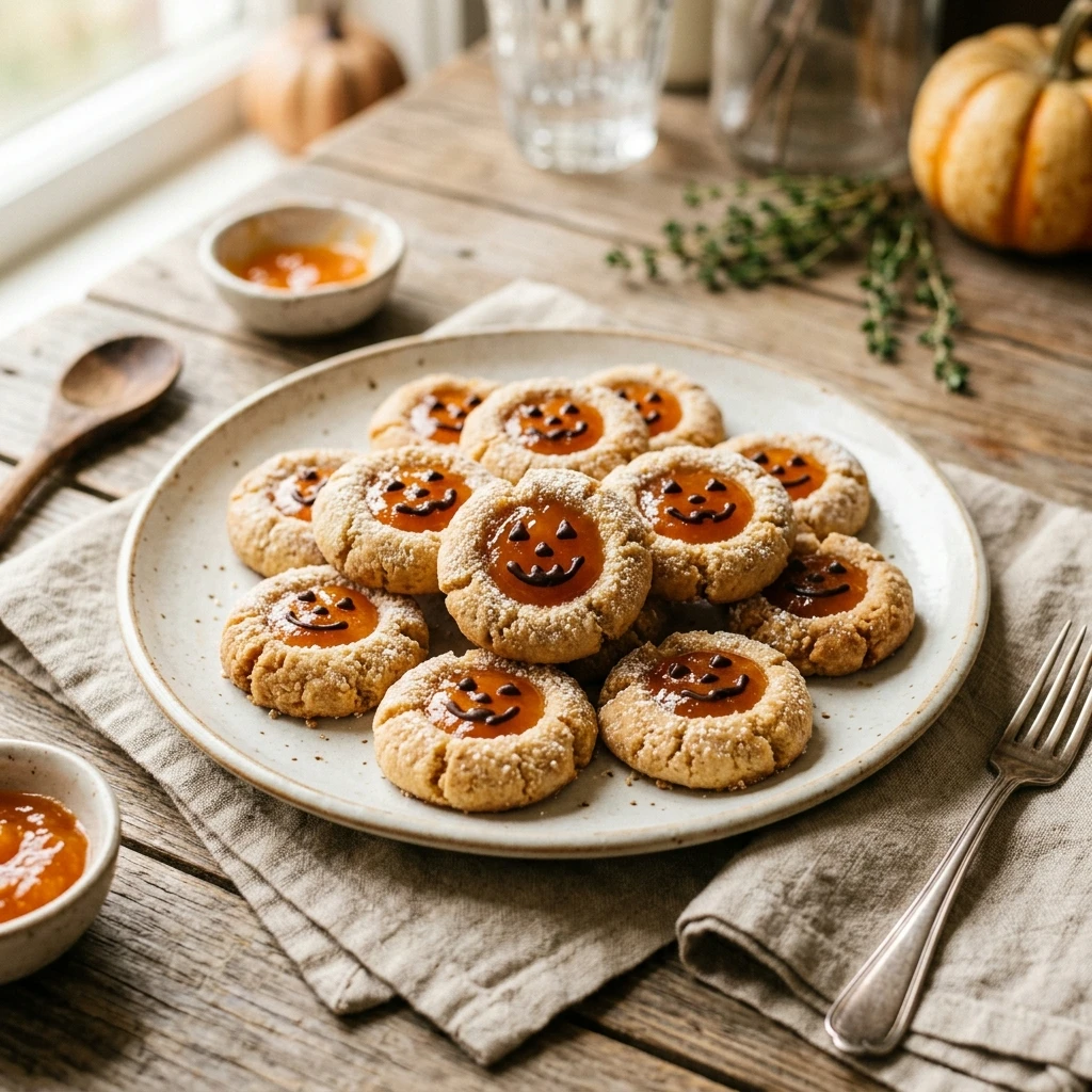Jack O Lantern Thumbprint Cookies Recipe