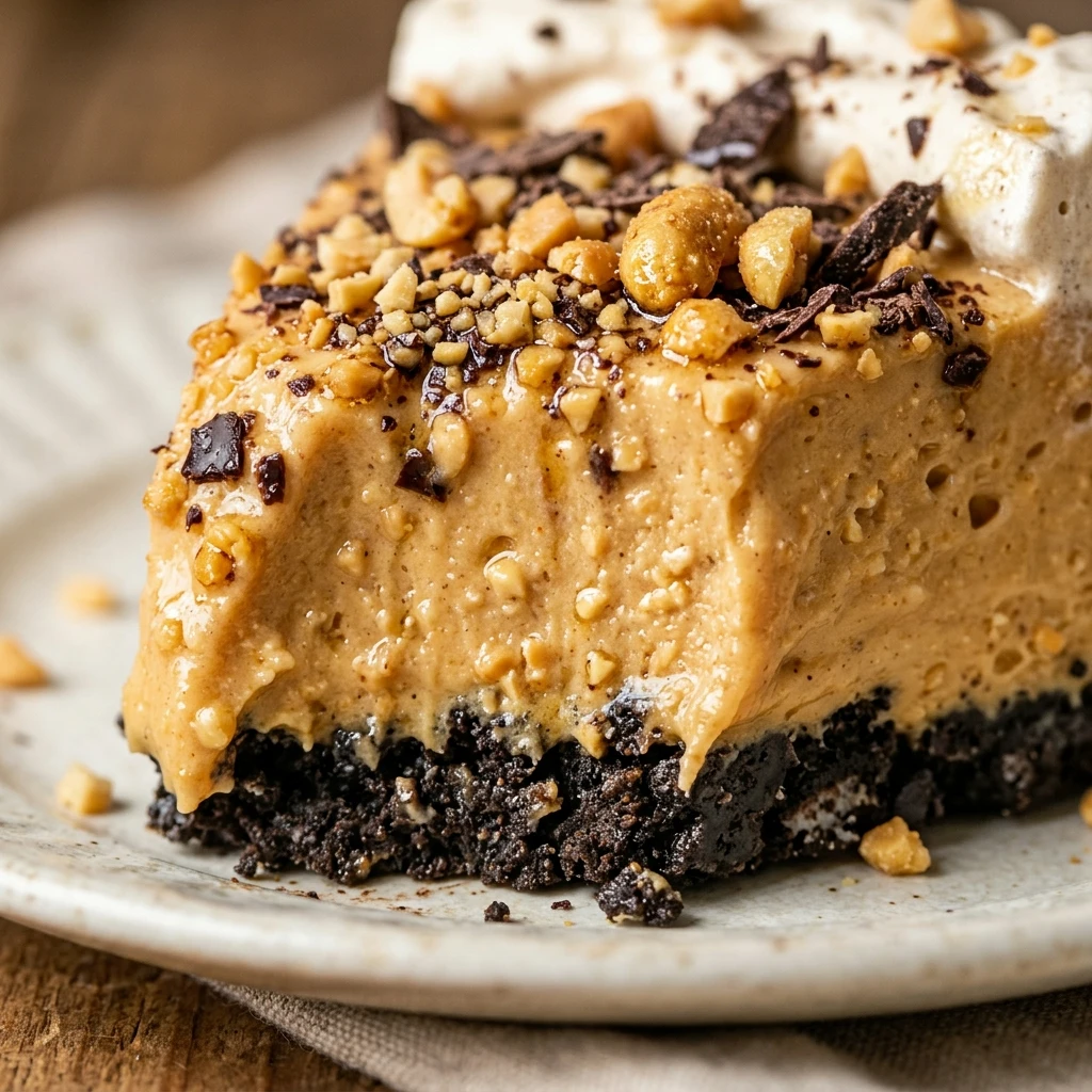 No Bake Peanut Butter Pie with Oreo Crust