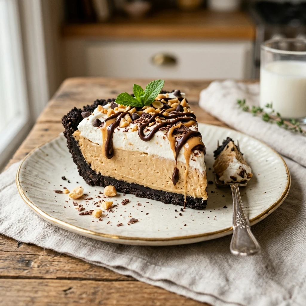 No Bake Peanut Butter Pie with Oreo Crust