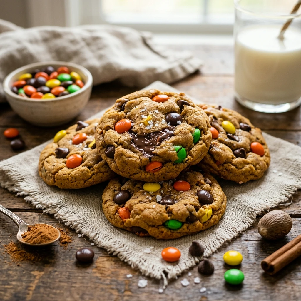 Pumpkin Spice M&M Cookies Recipe