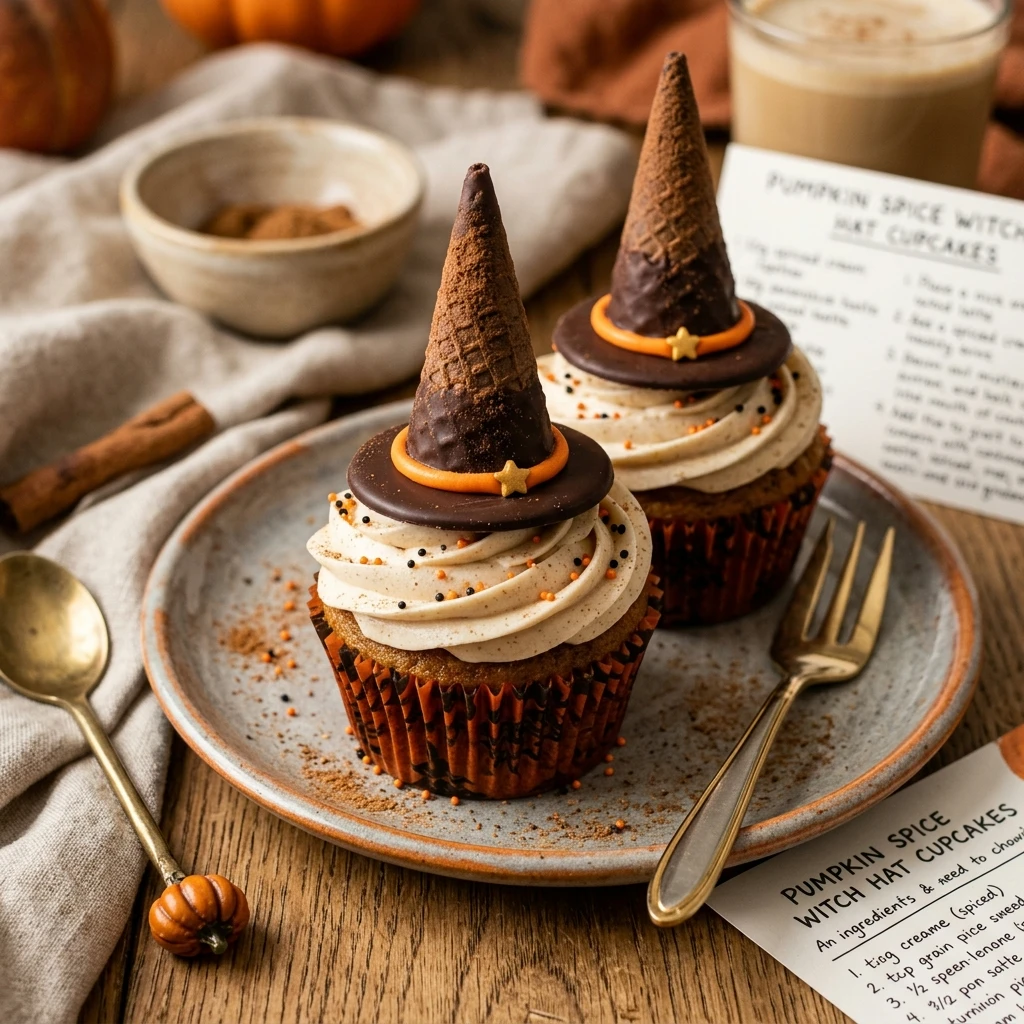 Pumpkin Spice Witch Hat Cupcakes Recipe