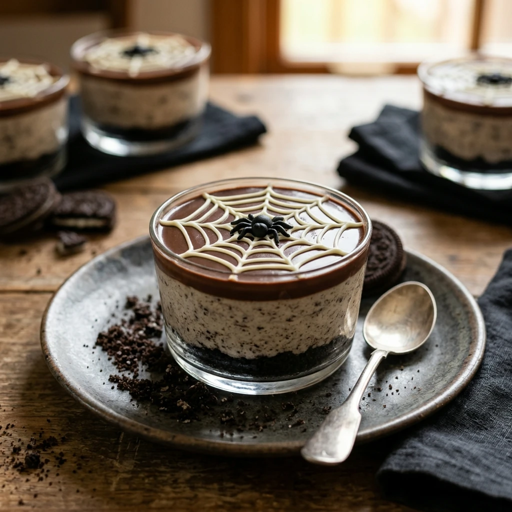 Spider Web Oreo Cheesecake Cups Recipe