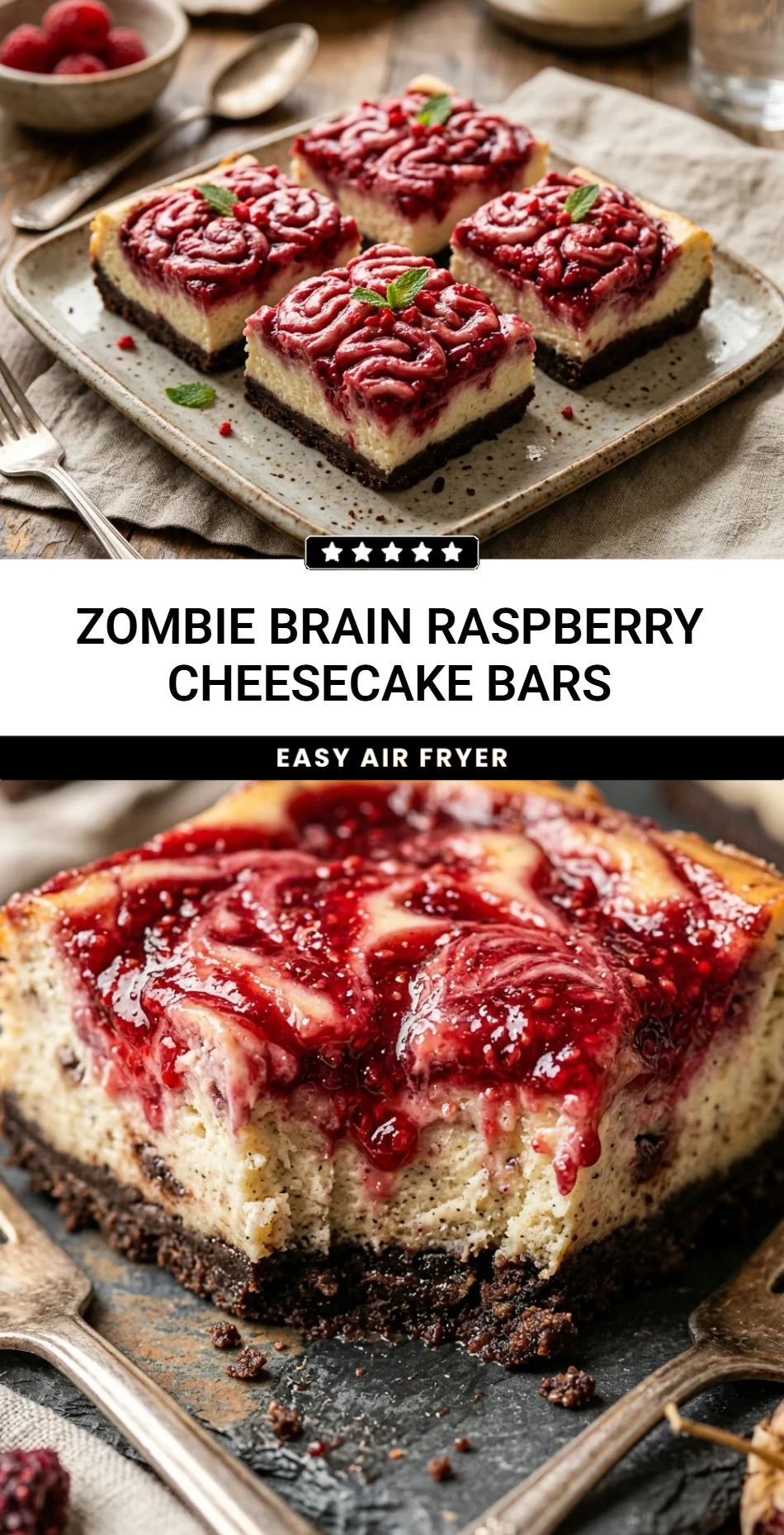 Zombie Brain Raspberry Cheesecake Bars