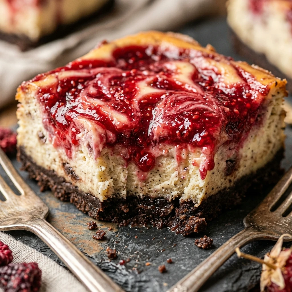 Zombie Brain Raspberry Cheesecake Bars